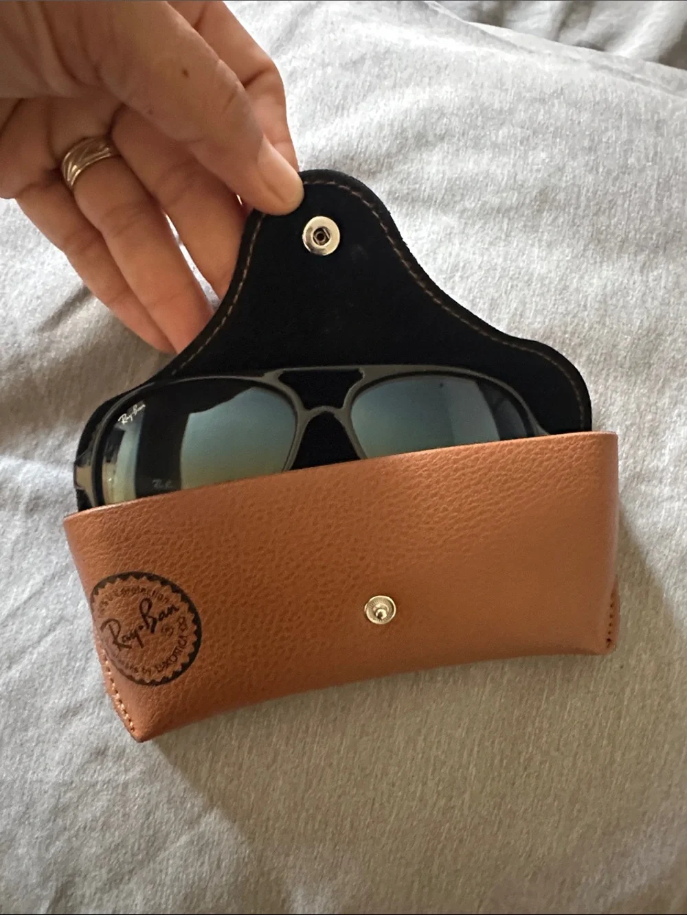Ray-Ban Black Frame Sunglasses with Blue Tinted Lenses